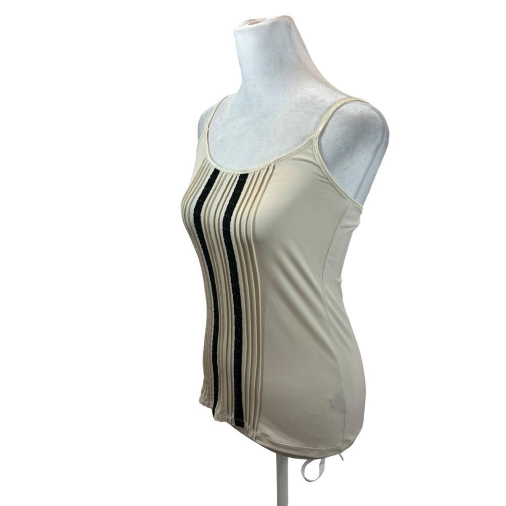 The Limited Ladies Pleat and Lace Front Tank Top Ivory and Black Size Small
